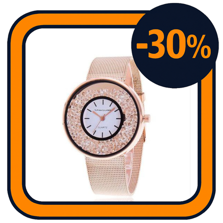 ساعة ذهبية فاخرة مرصعة للنساء