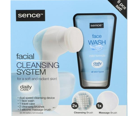 Sence Appareil 6 en1 pour Massage et Nettoyage Visage - Blanc et Bleu
