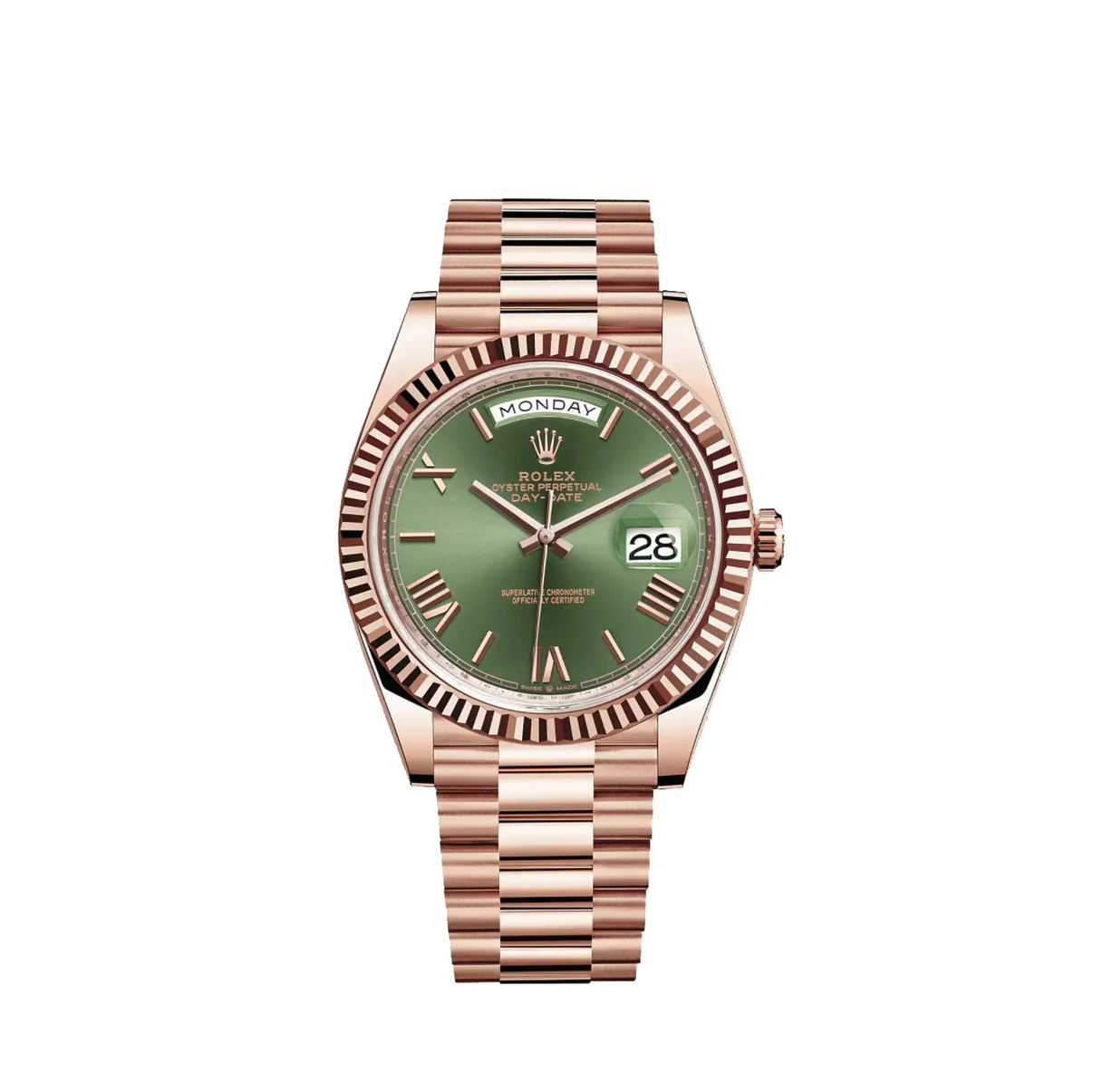 ROLEX - DayDate 40 Olive Rose Gold Pour Homme