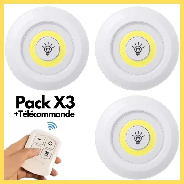 🔥Pack 3 Lampes Led + Télécommande