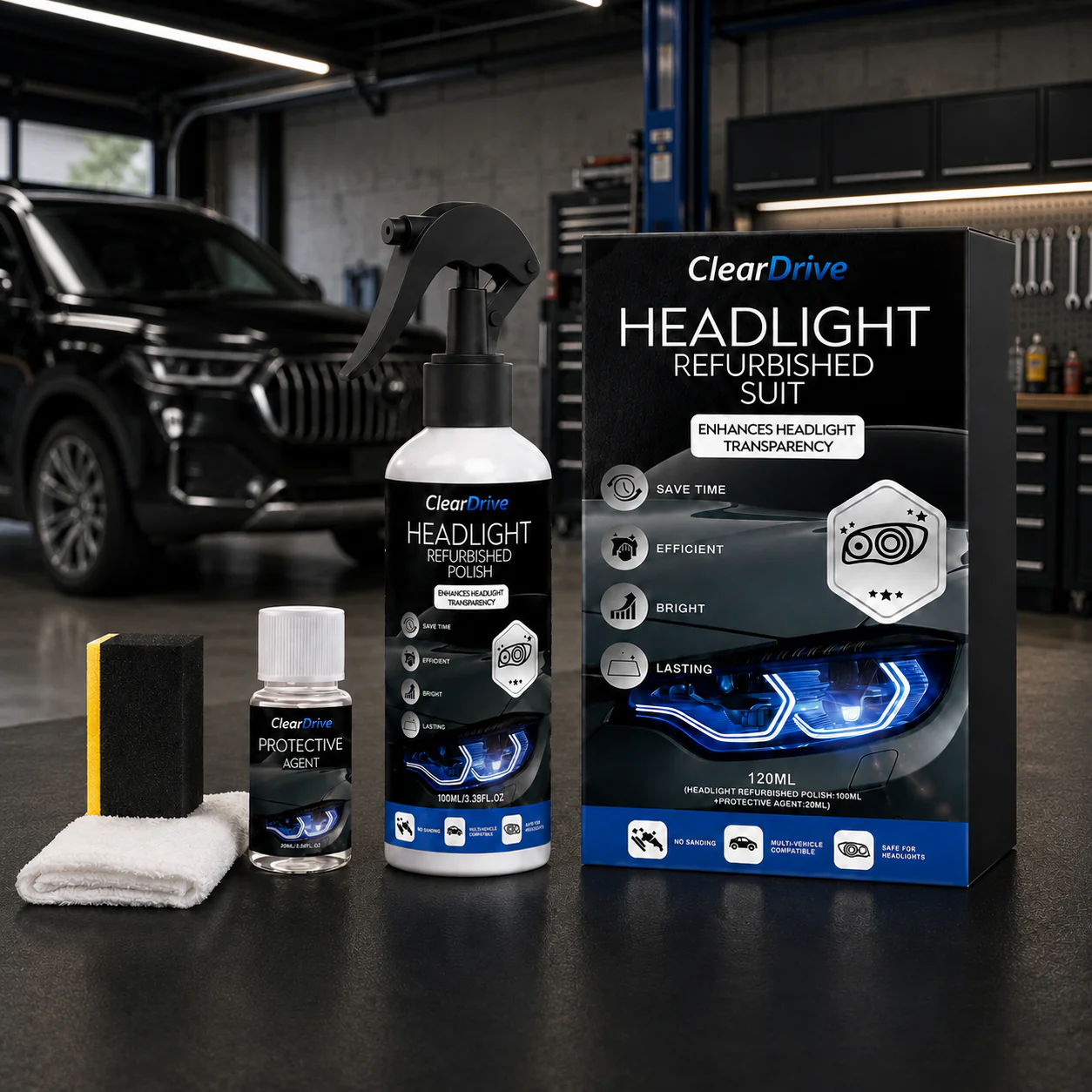 GA - Kit Pro de Restauration de Phares – Efface Jaunissement & Protection UV Durable
