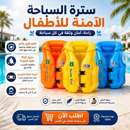 سترة السباحة الآمنة للأطفال | حماية وراحة أثناء السباحة