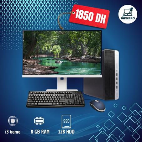 Pack PC Bureau Complet – HP ProDesk 600 G3 + Écran 24’’ Frameless+souris+clavier+cables d alimentation
