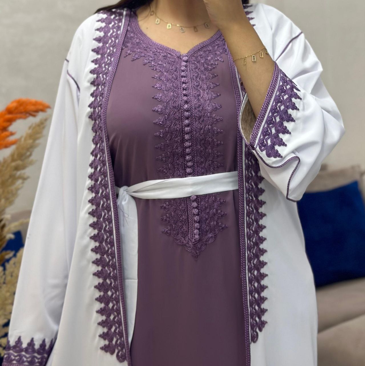 كيمونو فاخر من قطعتين للمناسبات والأفراح