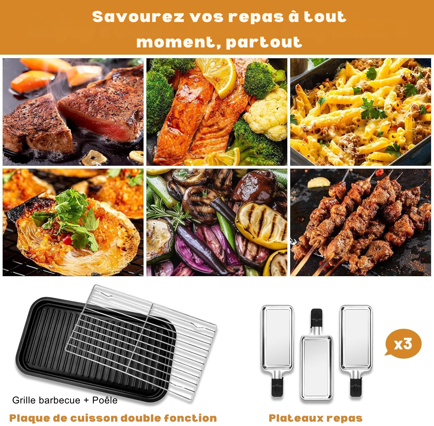 Grille barbecue électrique multifonctionnelle