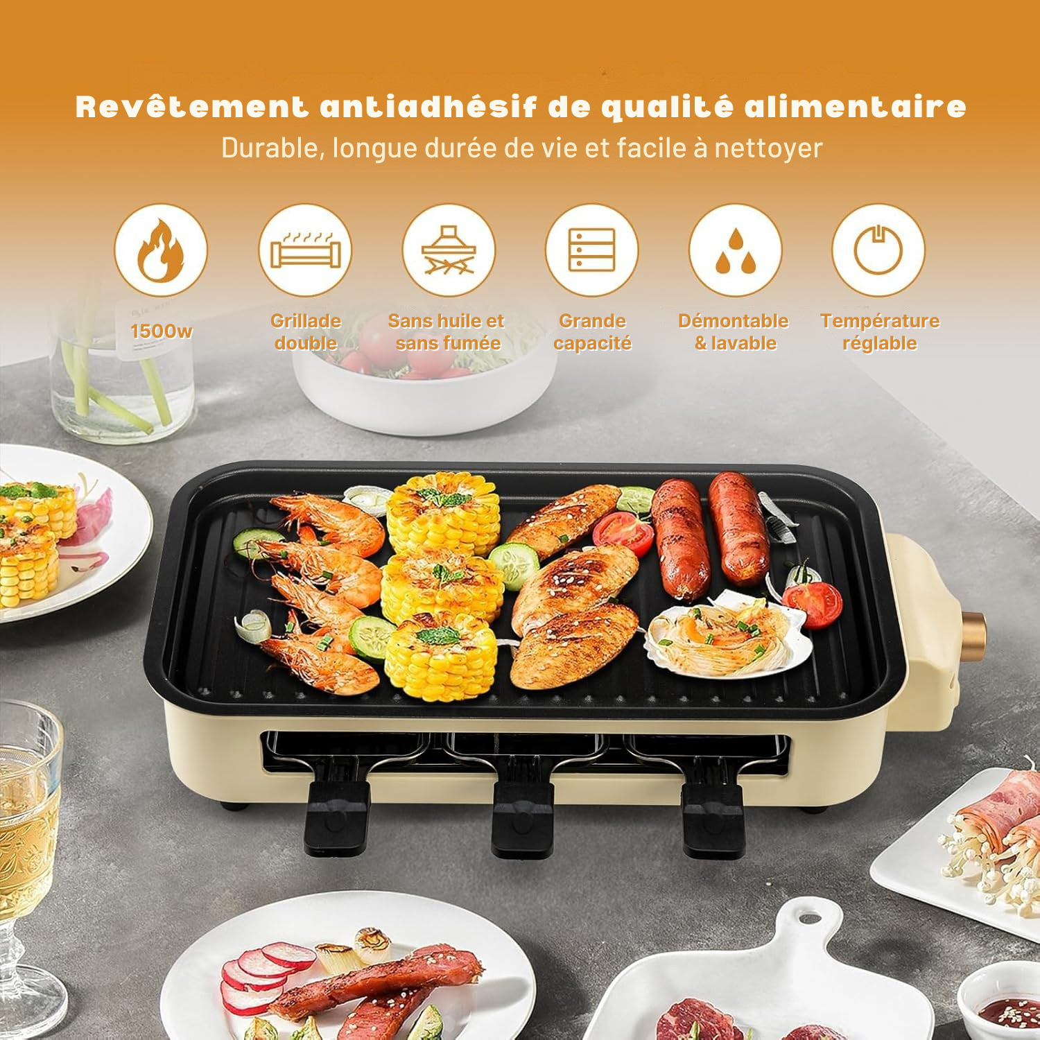 Grille barbecue électrique multifonctionnelle