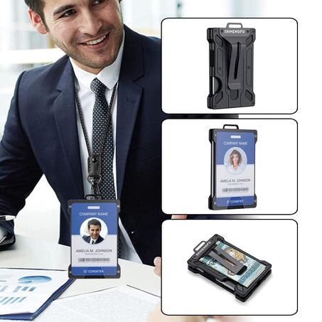 Portefeuille fin en aluminium avec fenêtre transparente - Blocage RFID, Peut contenir jusqu'à 15 cartes +.