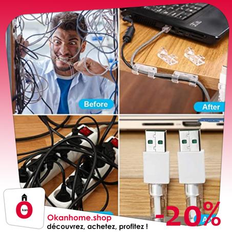 Pack de 60 clips de Pince de rangement de fil.