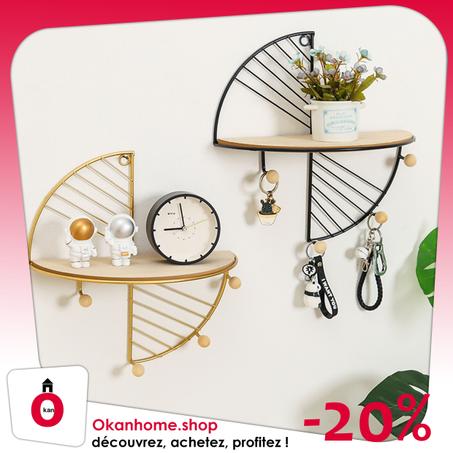 Pack de 2 Étagères  de Rangement en Métal Créatif Mural en Fer Forgé T1