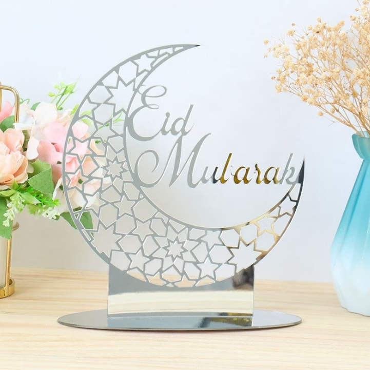 Décoration Lumineuse en Or et Argent Eid Mubarak Ramadan