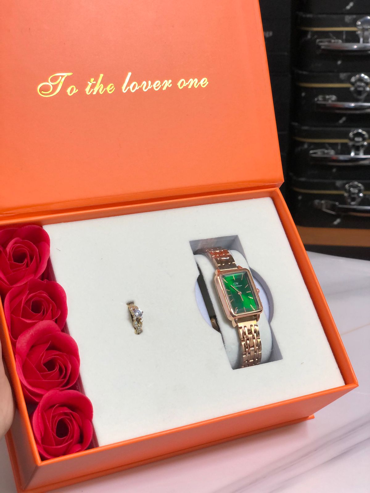 BOX montre et bague avec fleurs