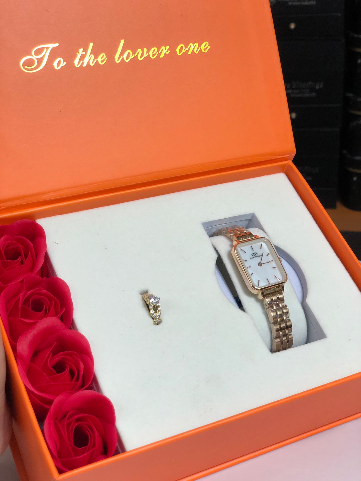 BOX montre et bague avec fleurs