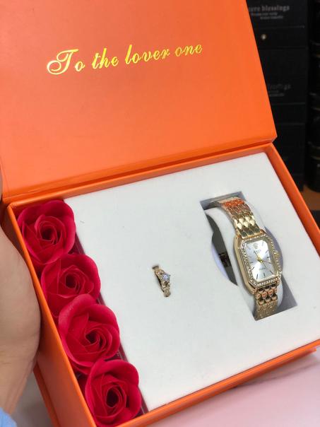 BOX montre et bague avec fleurs