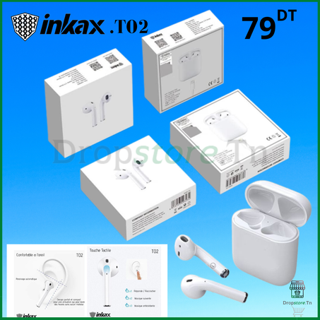 Inkax Ecouteur T02 - Bluetooth - Touch Series - Blanc