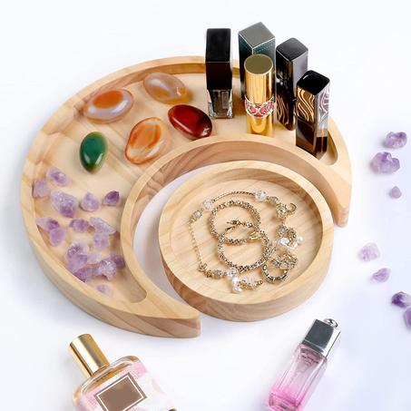 حامل المجوهرات من خشب الصنوبر الطبيعي