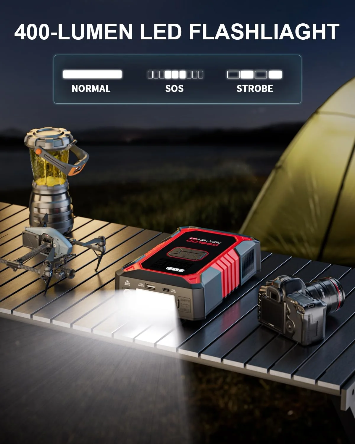 GOOLOO A3 12V 3000A Portable Jump Starter with Air Compressor