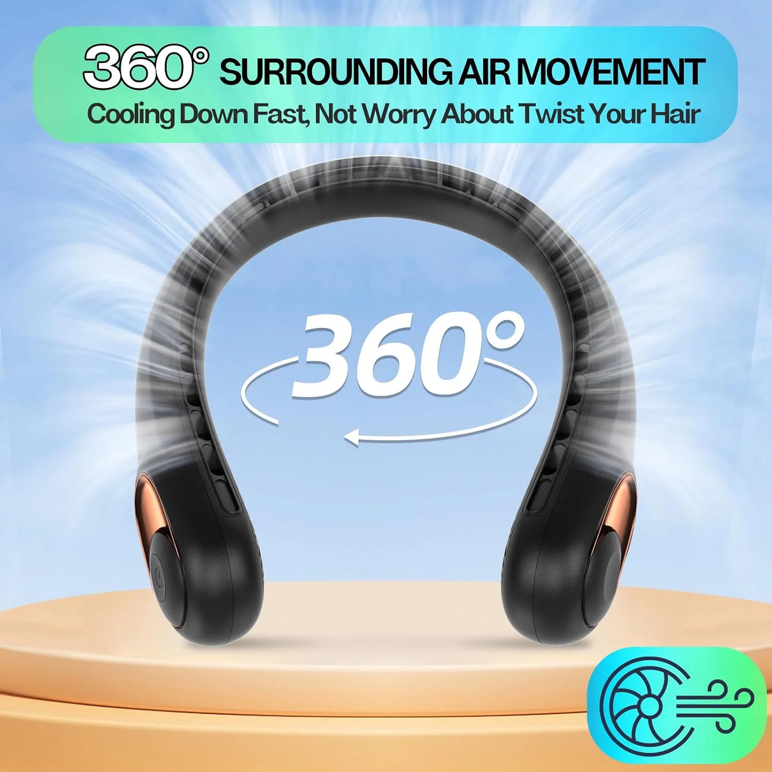 Neck Fan Portable Rechargeable with LED Display, Personal Travel Fan
