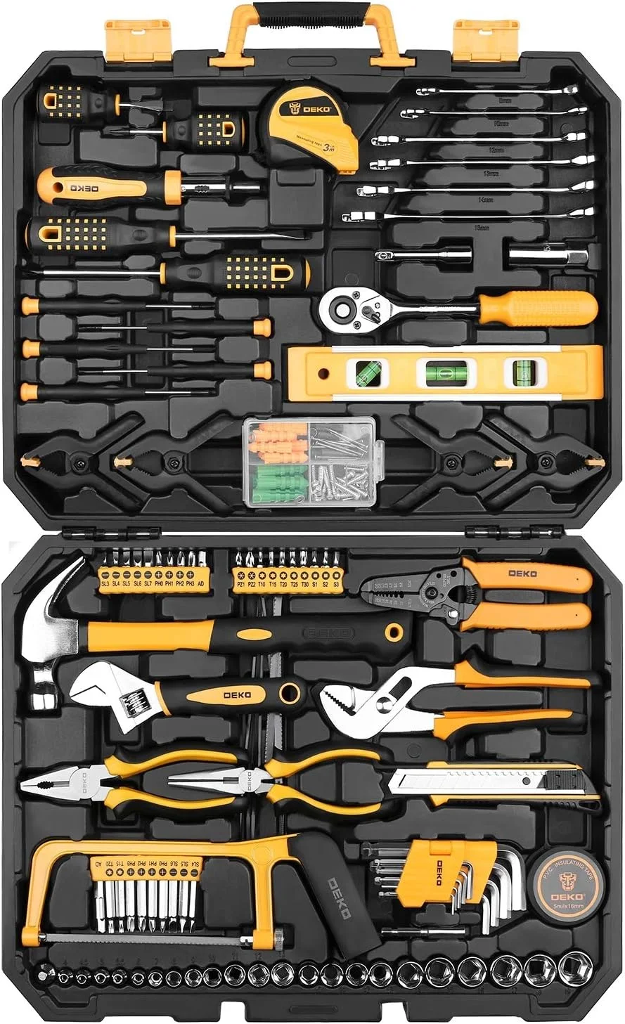 DEKOPRO 228pcs Socket Wrench Auto Repair Tool Combination Package Mixed Tool Set Hand Tool Kit with Plastic Toolbox Storage Case (228PCS)