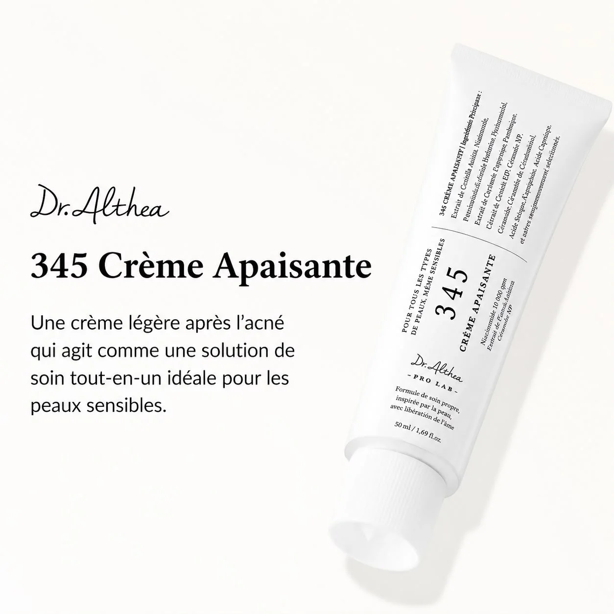 DR. ALTHEA 345 RELIEF CREAM – 50 ML  Apaise • Hydrate • Renforce la barrière cutanée