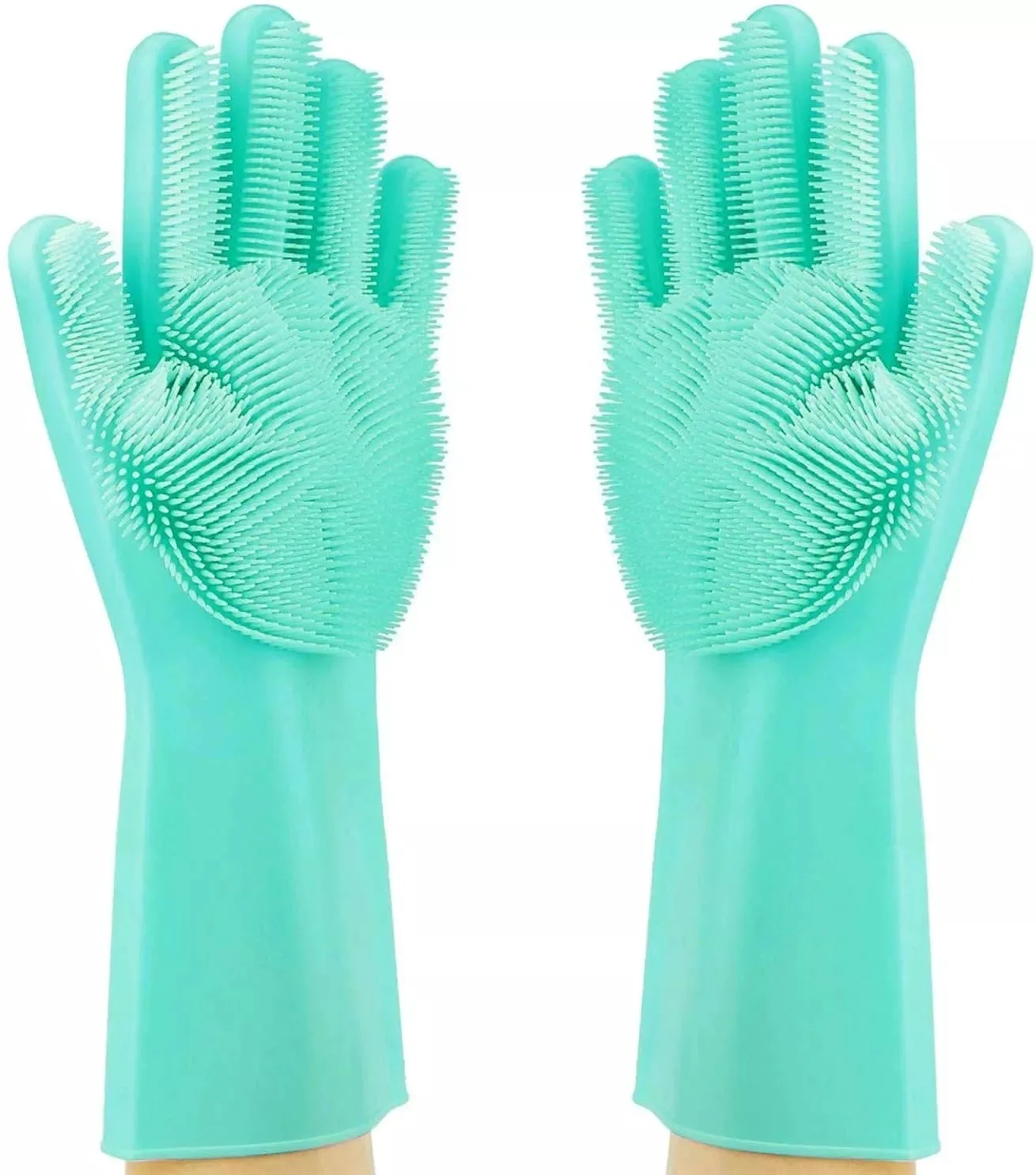 زوج قفازات سيليكون بريميوم متعددة الاستخدامات - حماية متكاملة لليدين من الحرارة ومواد التنظيف لغسيل الأواني والمهام الشاقة