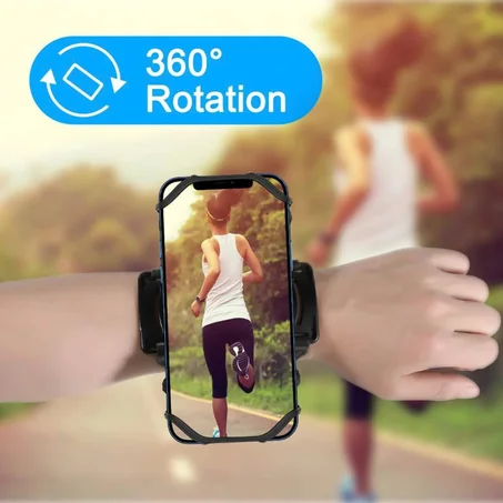 360°حامل هاتف رياضي للذراع وركوب الدراجات قابل للفصل بتصميم سيليكون مع دوران ‎‎