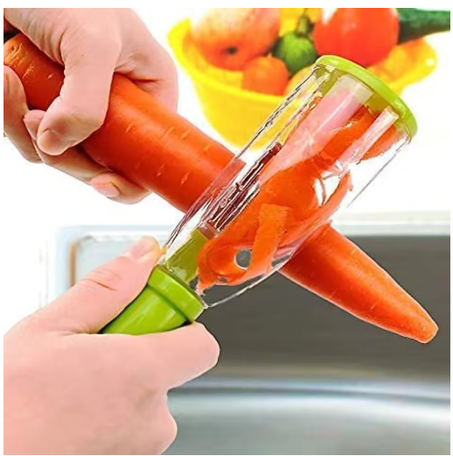 قطعة واحدة من مقشرة مع حاوية شفرة من الفولاذ المقاوم للصدأ، مناسبة لكل من الفواكه والخضروات