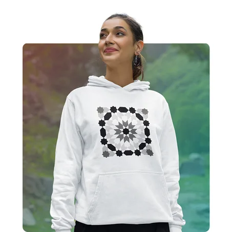 Black & White Moroccan Zellij Hoodie