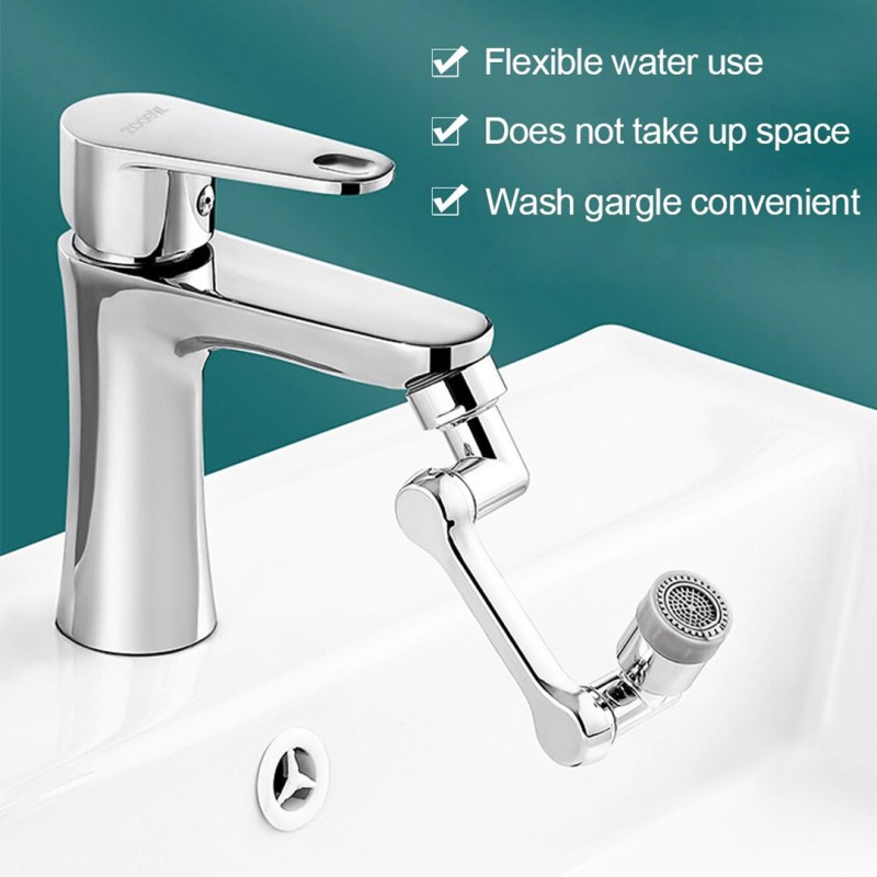 Robinet Magic pivotant à 1080° INOX avec filtre anti-éclaboussures
