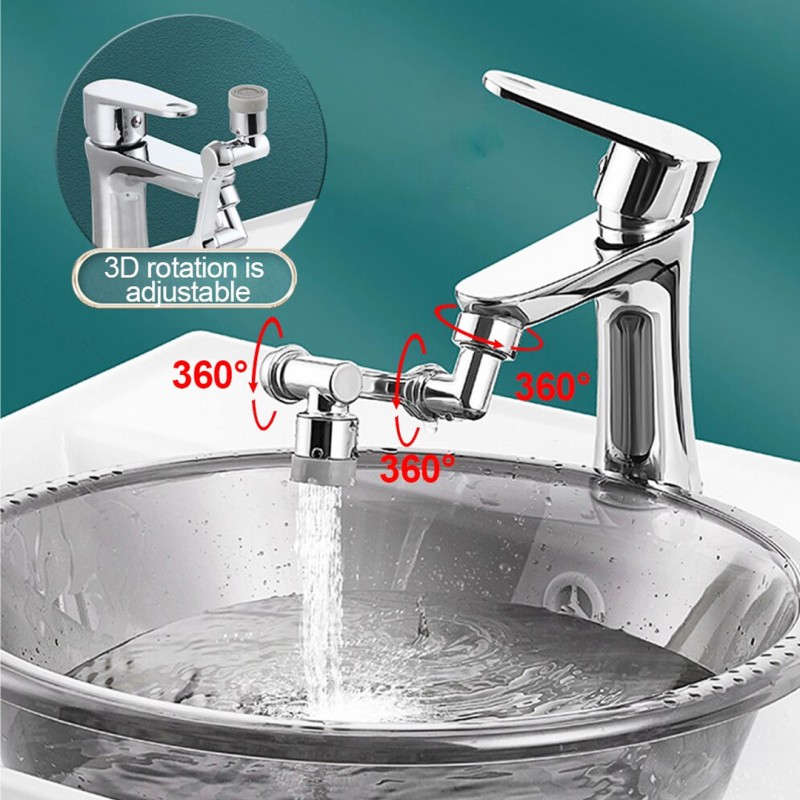 Robinet Magic pivotant à 1080° INOX avec filtre anti-éclaboussures