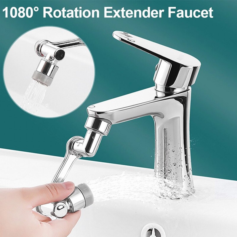 Robinet Magic pivotant à 1080° INOX avec filtre anti-éclaboussures