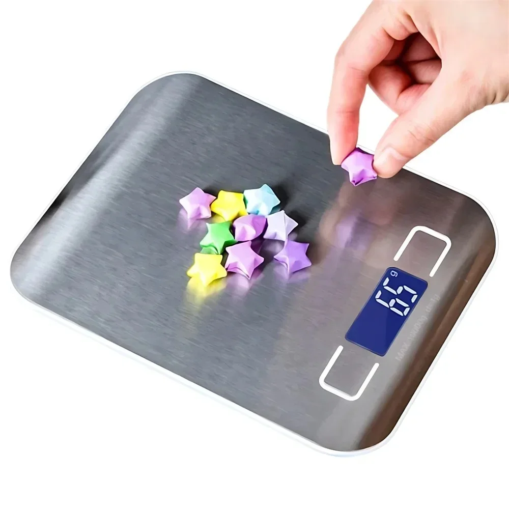 ميزان مطبخ رقمي 5 كجم/1 جرام LED من الفولاذ المقاوم للصدأ موازين إلكترونية عالية الدقة مجوهرات منزلية أدوات خبز وزن الطعام