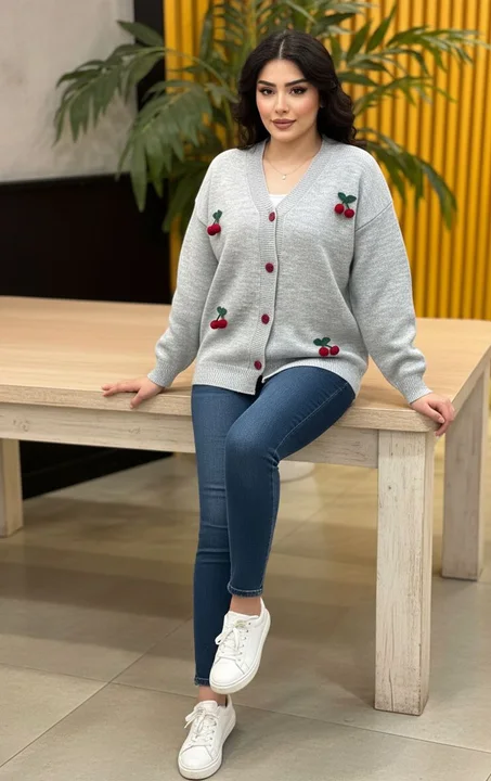 Tricot cerise en maille douce