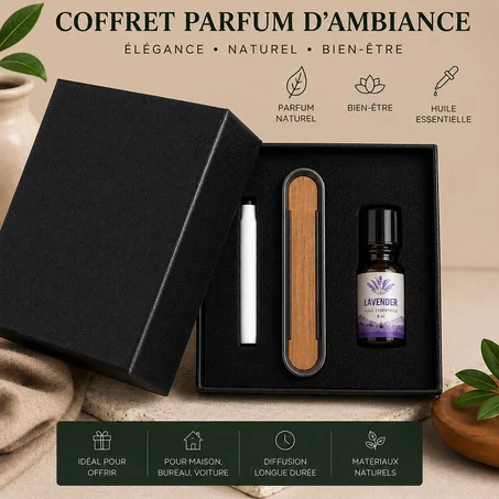 DIFFUSEUR DE PARFUM DE LUXE EN MÉTAL ET BOIS NATUREL POUR VOITURE, DÉSODORISANT D