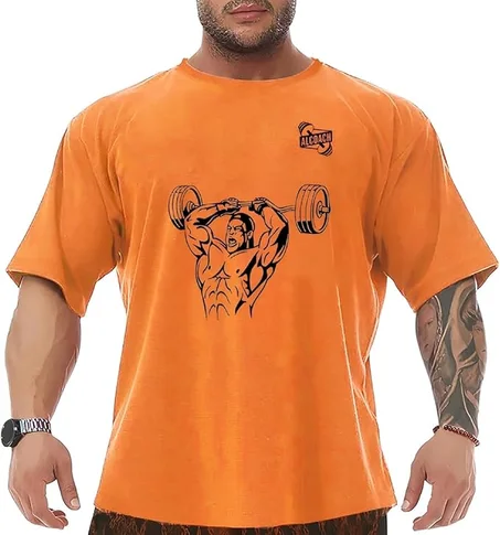 تي شيرت رياضي كبير الحجم للرجال لكمال الأجسام، مثالي لجميع الأنشطة الرياضية وكمال الأجسام لصالة الألعاب الرياضية ورفع الأثقال من الكوتش