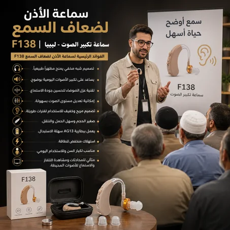 سماعة الأذن لضعاف السمع F138 | سماعة تكبير الصوت - ليبيا