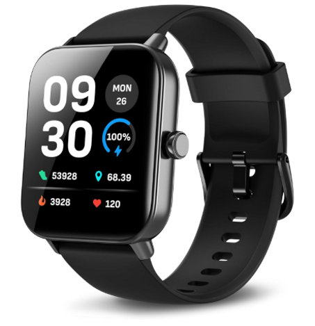 ساعة ذكية للرجال (اليكسا مدمجة ومكالمات بلوتوث)، 1.8 انش مع مراقبة معدل الاكسجين في الدم ومعدل ضربات القلب والنوم والتوتر وعداد السعرات الحرارية والخطوات والمسافة