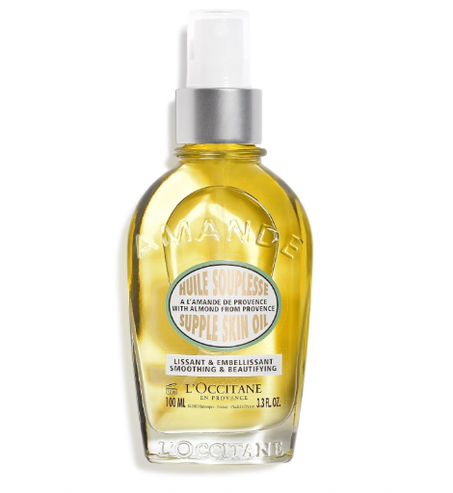 زيت اللوز الناعم للبشرة من لوكسيتان، 100 مل) يحسن مظهر علامات التمدد، ينعم البشرة، يمنحها لمسة مخملية، لبشرة أكثر تماسكاً، برائحة رائعة لا تقاوم