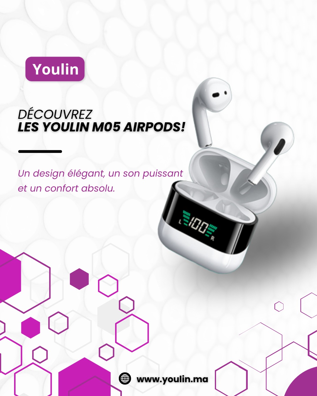 سماعات بلوتوث M05 مع مؤشر البطارية وتحكم باللمس