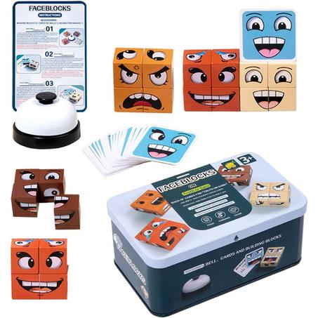 **لعبة تعليمية خشبية – مكعبات المشاعر للأطفال لتنمية الذكاء والإبداع**