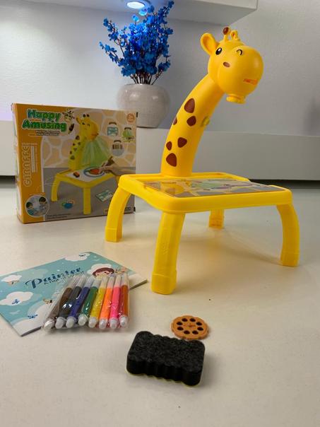🦒 **جهاز عرض الرسم للأطفال – لعبة تعليمية مع الإضاءة والموسيقى