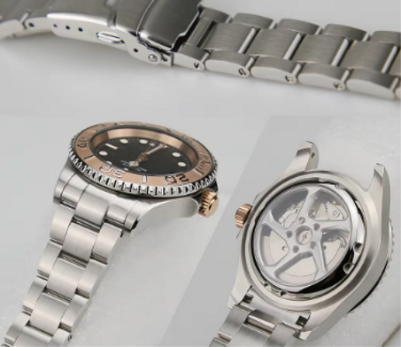 الطلب ساعة غوص ، 316L الفولاذ المقاوم للصدأ ، صالح NH34 ، NH35 ، NH36 حركة ، جديد ، 40.5 مللي متر ، 20ATM ، 28.5 مللي متر