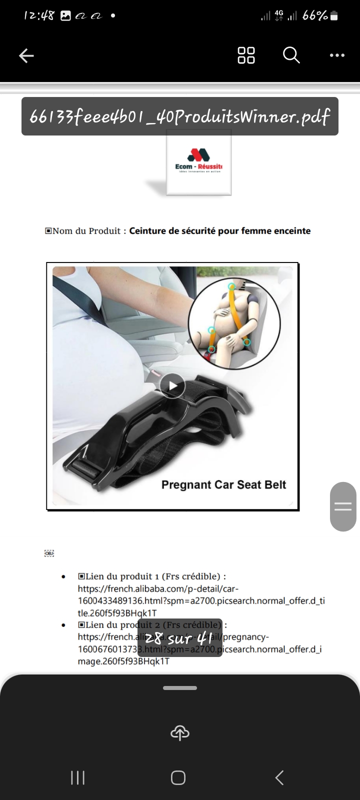 Ceinture de securité pour femme enseinte