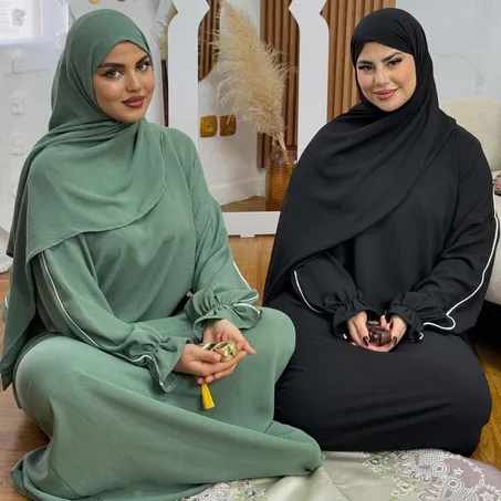 عباية صلاة فاخرة ثوب جد مريح كريب مكرش مع شال وافى