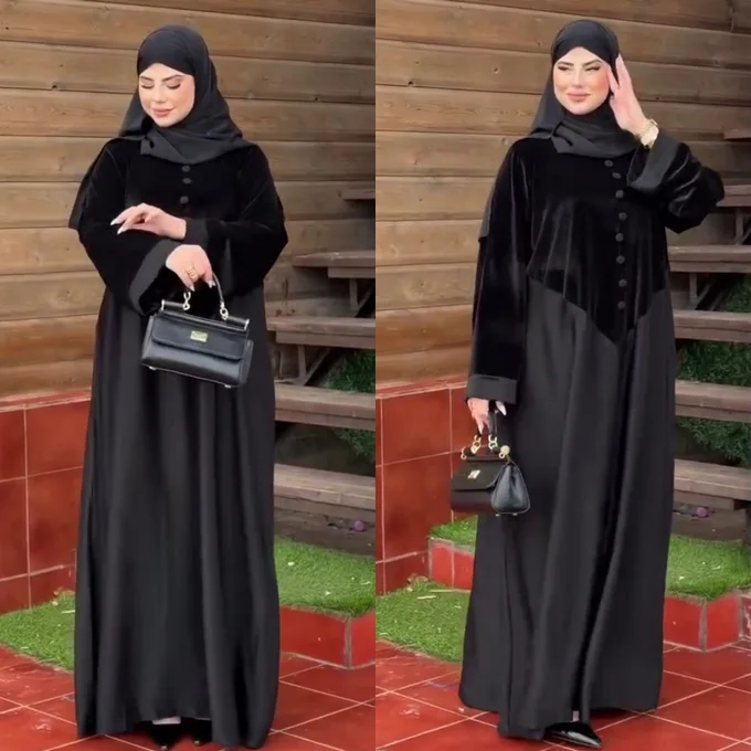 عباية المخمل الملكي ,مخدومة بالموبىة والكريب روزا