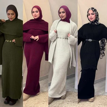 ✨ كسوة شتوية راقية مع شال بنفس اللون ✨