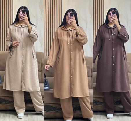 أنسومبل شتوي راقي من الكطيفة المخططة – أناقة وسترة ودفء