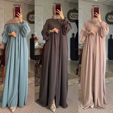 عباية الهمة للعيد – بثوب كريب روزا الممتاز أناقة، سترة، وراحة