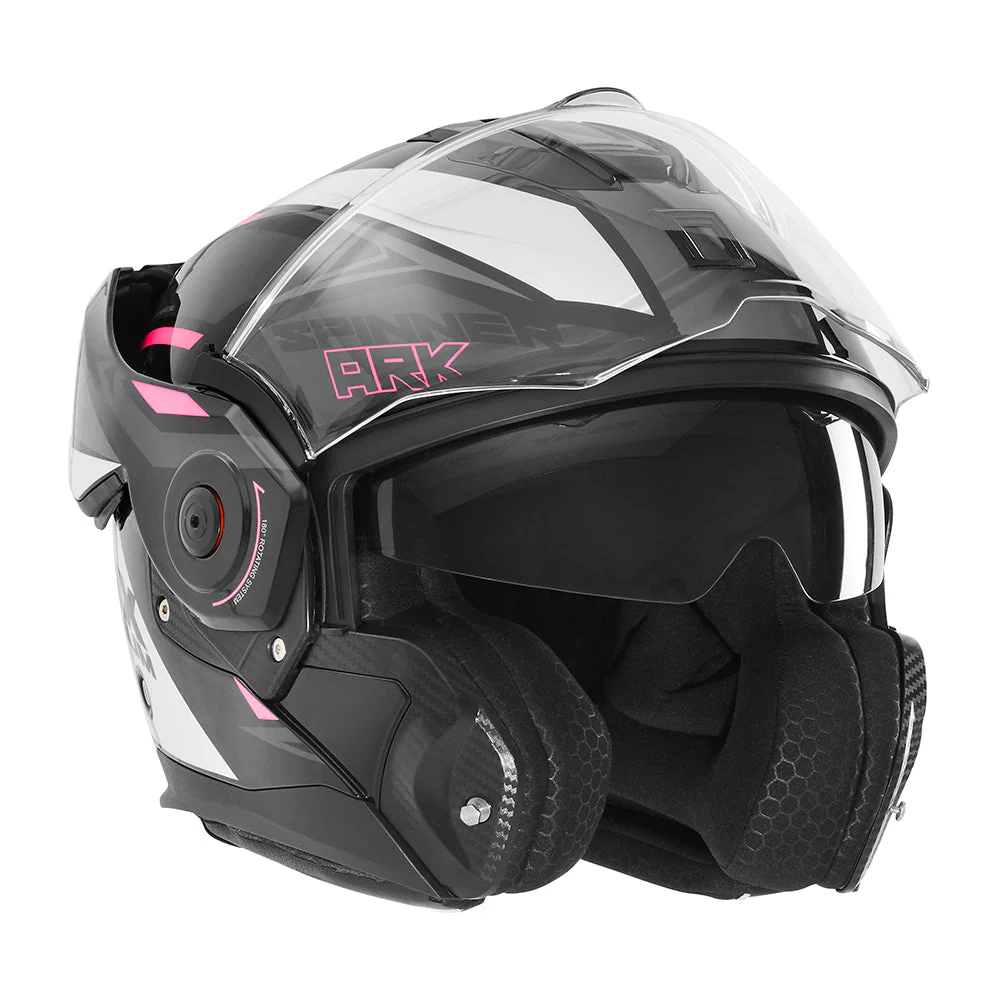 NOX PREMIUM CASQUE MODULABLE SPINNER ARK BLANC ROSE NOIR