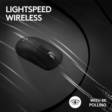 وجيتك جي ماوس العاب لاسلكي برو اكس سوبرلايت 2، درجة احترافية 60 غرام مع 5 ازرار قابلة للبرمجة، مستشعر 44 كيه نقطة لكل بوصة، معدل تقرير 8 كيلو هرتز، شحن USB-C للكمبيوتر/ماك - اسود