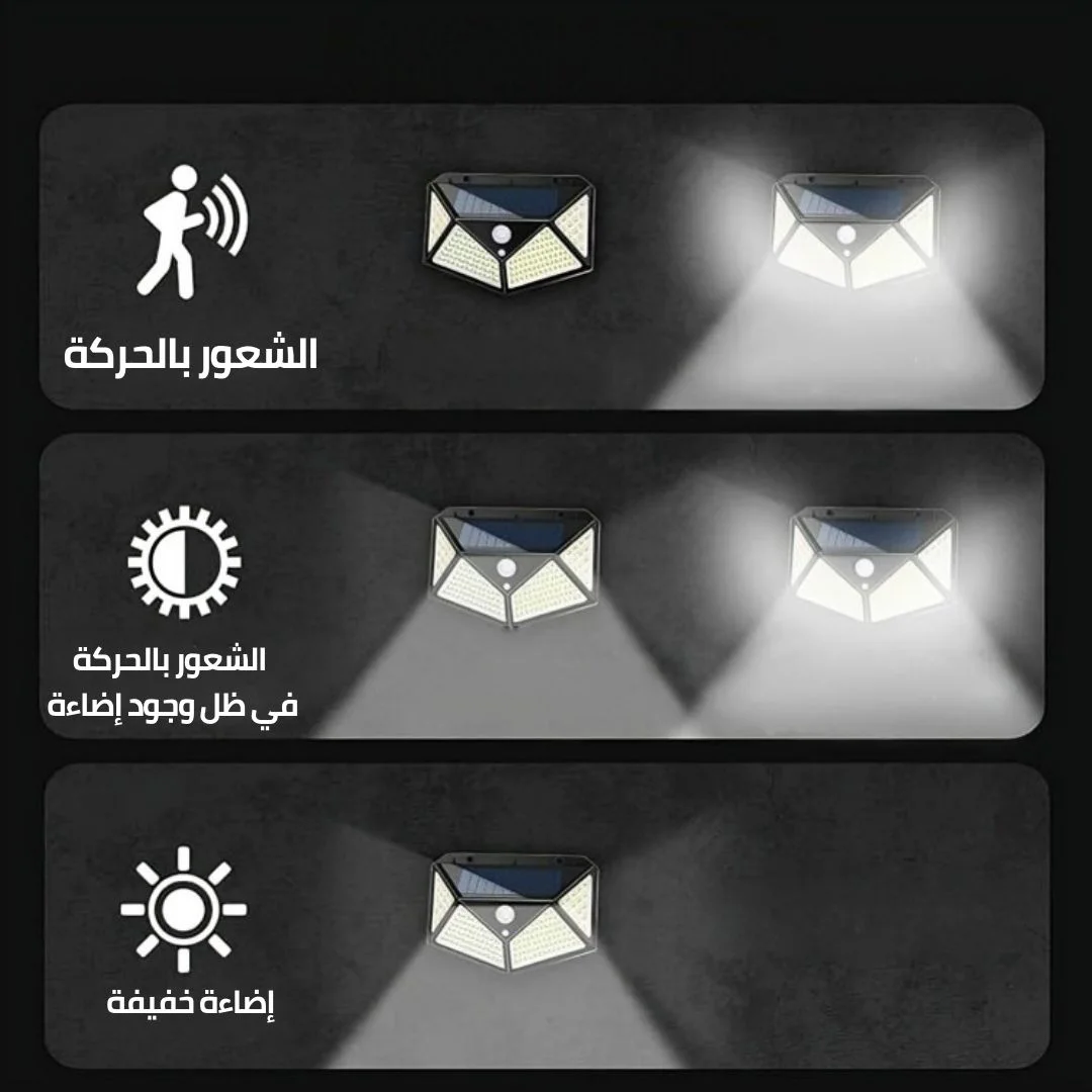 مصباح شمسي خارجي مع مستشعر حركة لاسلكي مقاومة للماء إضاءة شمسية آمنة